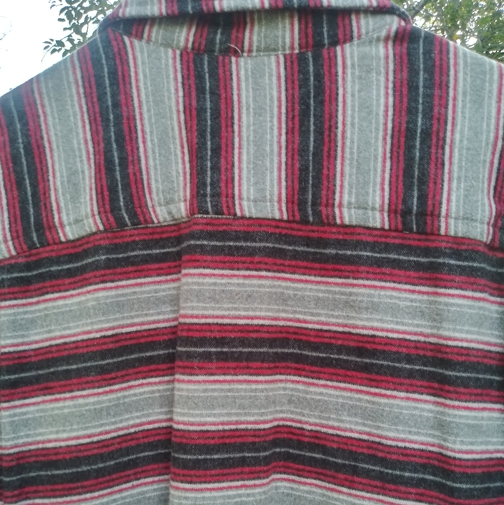 Mens St Johns Bay 100% Cotton Red And Black Striped Long Sleeve Shirt Size Large - Picture 8 of 10